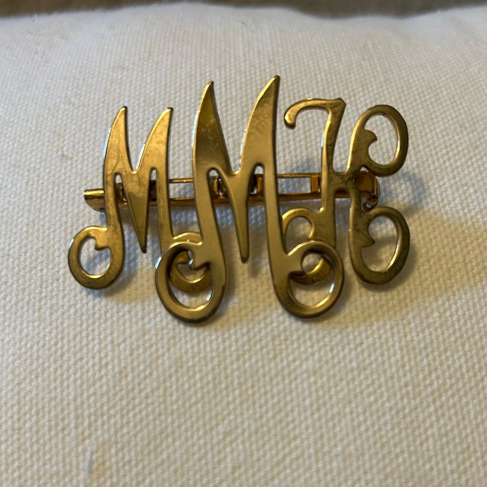 Gold Monogram Brooch